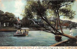 Ocean Grove New Jersey~Wesley Lake~Man Rowing Unique Boat~Lady by Tree~1907 Pc