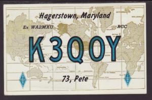  K3QOY,Hagerstown,MD,QSL Card Postcard