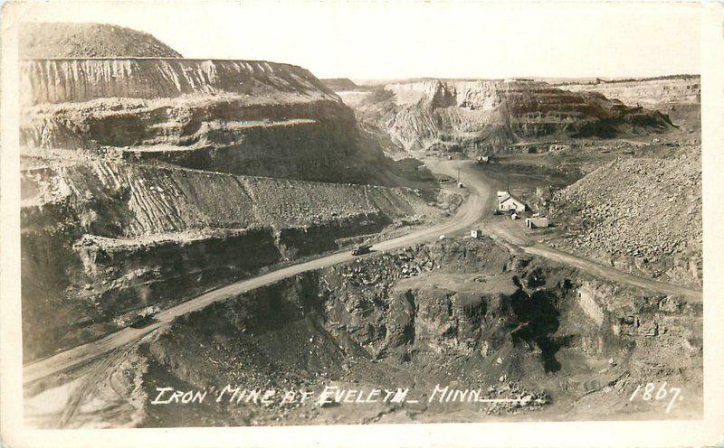 1940s Evelyn Minnesota Iron Mine RPPC real photo postcard 1186