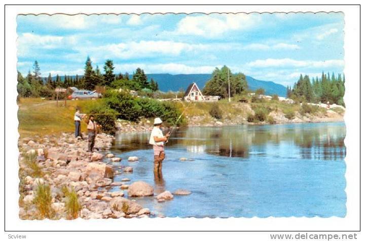 Salmon fishing at Cap Seize on Matane Reserve, Matane, Quebec,  Canada, PU_1977