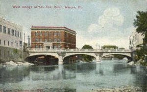 West Bridge across Fox River - Aurora, Illinois IL  