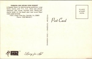 Vtg Ramada Inn Ocean View Resort Norfolk Virginia VA Unused Postcard