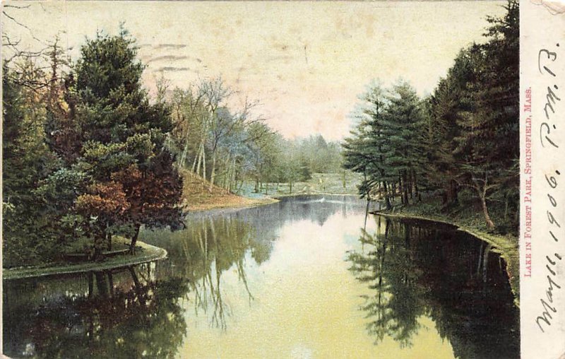 Postcard Lake In Forest Park Springfield MA UDB 1906 Postmark 