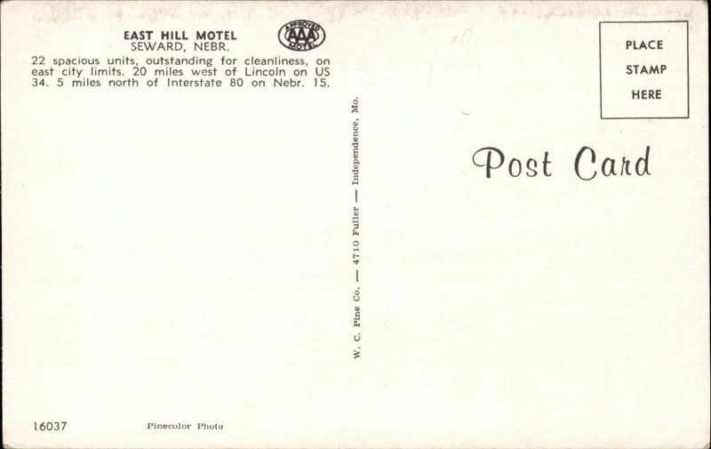 Seward Nebraska NE  Motel Vintage Postcard