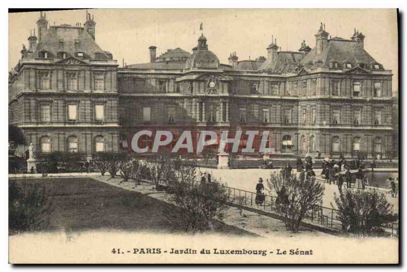 Postcard Old Paris Luxembourg Garden the Senate