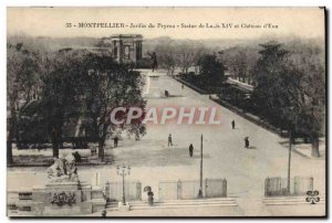 Postcard Old Garden Montpellier Peyrou Statue of Louis XIV and chateau d & # ...