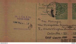 Pakistan Postal Stationery 9 p to Calcutta