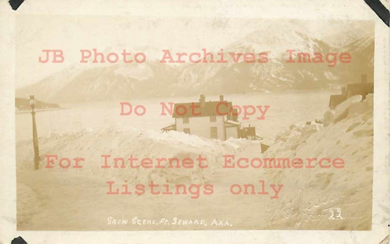 7 Fort Seward Alaska Postcards, RPPC, Winter Scene, Barracks