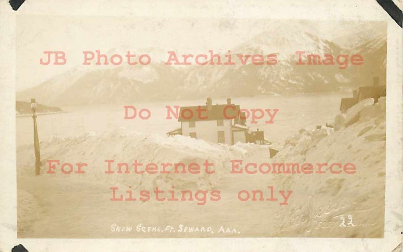 7 Fort Seward Alaska Postcards, RPPC, Winter Scenes, Barracks