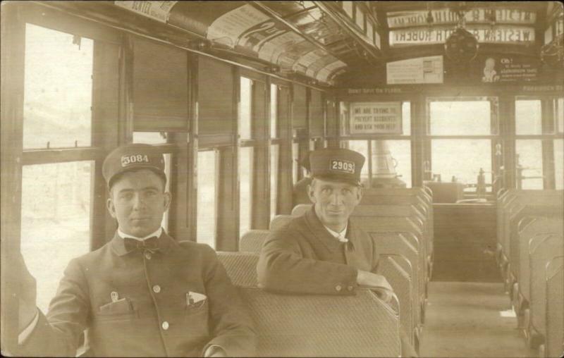 Trolley Interior Motorman Occupation Signs RPPC Fine Photography St. Paul MN