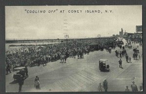 DATE 1935  RPPC* BROOKLYN NY CONEY ISLAND BOARD WALK & BEACH NEAR SEE INFO