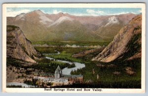 Banff Springs Hotel And Bow Valley, Alberta, Vintage Aerial View Postcard #1