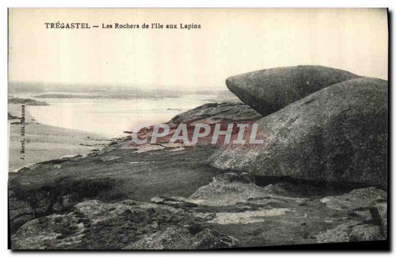 Old Postcard Tregastel The Rocks I Island of Rabbits