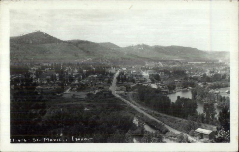 St. Maries ID General View Real Photo Postcard