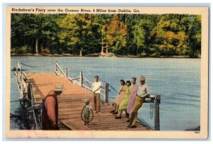 1953 Blackshear's Ferry Over Oconee River Family Dublin Georgia Vintage Postcard