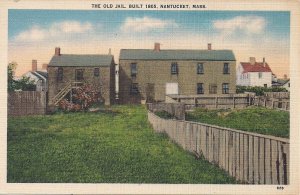 Nantucket MA, Old Jail, Town Prison, Linen PC ca. 1935-45, Architecture