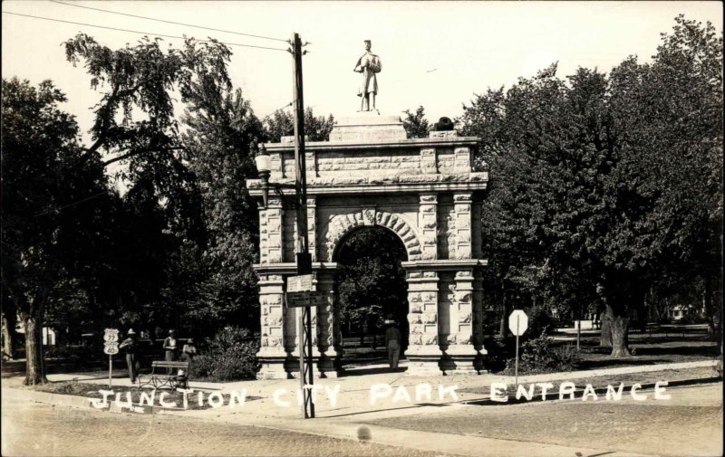 Junction City Kansas KS GAR Civil War Monument Real Photo Vintage Postcard