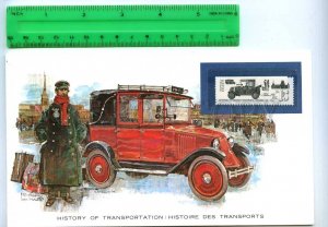 255225 USSR car renault taxi card w/ mint stamp