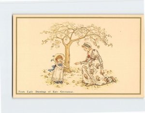 Postcard Greeting Card with Mother Girl Tree Art Print