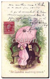 Old Postcard Fancy Far from the crowd maddling humor