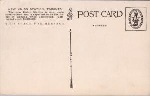 New Union Station Toronto Ontario ON (As Proposed) Unused Antique Postcard D45