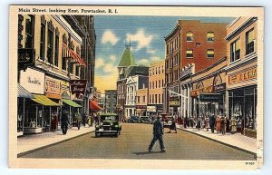 PAWTUCKET, RI Rhode Island ~ MAIN STREET SCENE c1930s Car Linen Postcard