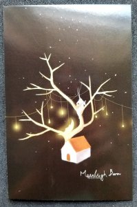 [AG] P712 Moonlight Bunny Music Guitar Tree House (postcard) *glow in dark *New