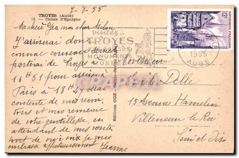 Old Postcard Troyes Aube Savingsbank