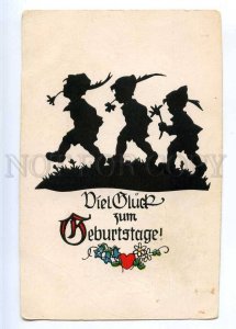 221999 GERMANY GDR children silhouette Old postcard