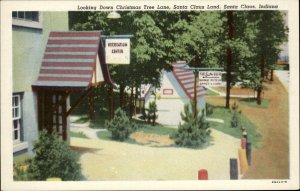Santa Claus Indiana IN Christmas Tree Lake Linen Postcard