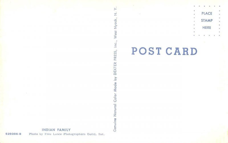 Teepee Native Americans INDIAN FAMILY Dexter Press 1950s Chrome Vintage Postcard