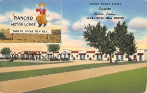 Rancho Motor Lodge Motel US Route 66 Santa Rosa New Mexico 1954 postcard