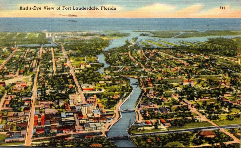 Florida Fort Lauderdale Birds Eye View 1948