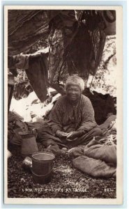 RPPC LAKE TAHOE, CA ~ NATIVE AMERICAN WOMAN I Am Fat & Happy c1910s Postcard