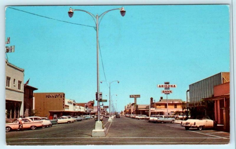 YUMA, Arizona AZ ~ Downtown MAIN STREET Scene 1964   Postcard