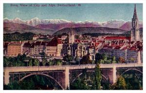 Switzerland Bern Aerial view of city and Alps