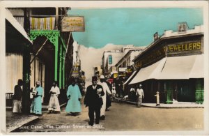 PC EGYPT, COLMAR STREET AT SUEZ, Vintage TINTED REAL PHOTO Postcard (b43946)