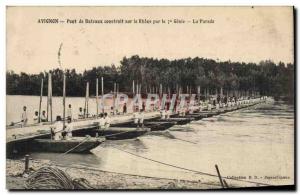 Old Postcard Army Avignon boats bridge built on the Rhone by the 7th Genie Pa...