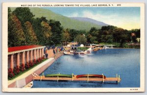 1936 West End Pergola Looking Village Lake George New York NY Posted Postcard