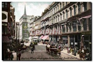 Postcard Boston Mass Old Washington Street And Old South Church