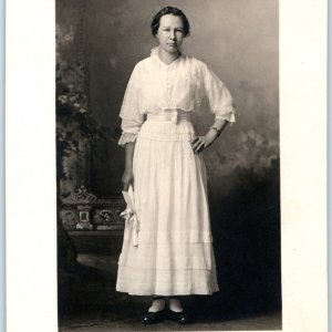 ID'd c1910s South Wayne, WI Girl Confirmation RPPC Photo Robinson to Hubler A158