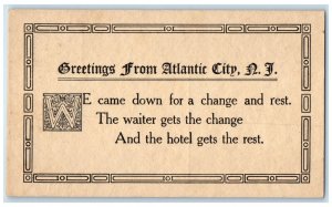 c1910 Greetings From Hotel Letter Atlantic City New Jersey NJ Vintage Postcard