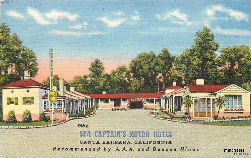 1940s Santa Barbara California Sea Captains Motor Hotel Teich linen 9199