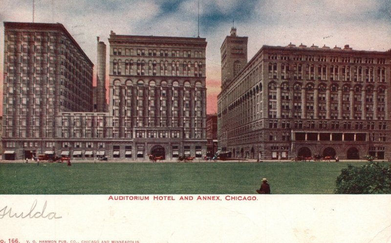 Vintage Postcard 1906 View of Auditorium Hotel and Annex Chicago Illinois ILL