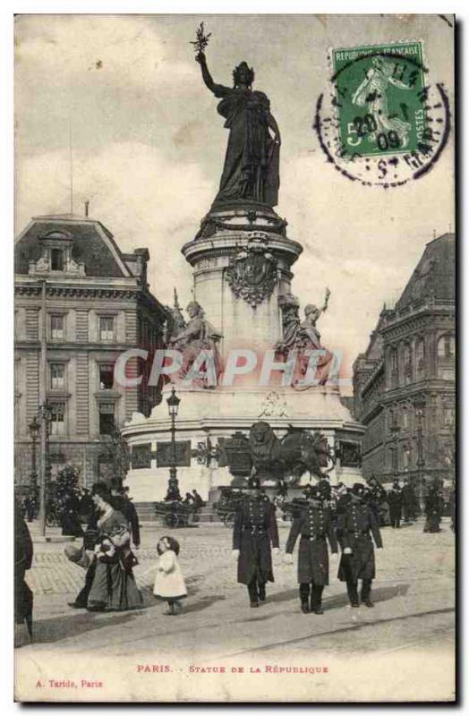 Paris Old Postcard Statue of the Republic