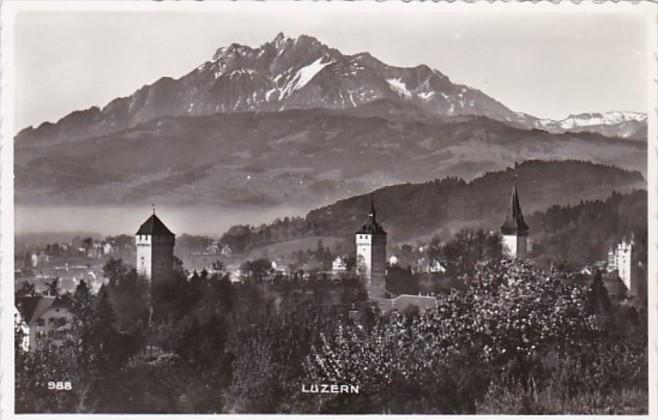 Switzerland Luzern Museggtuerme mit Pilatus Photo