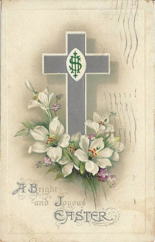 1915 Postcard A Bright and Joyous Easter Vintage Embossed  
