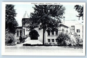 Grinnell Iowa IA Postcard Entrance To Stewart Library Building Exterior Scene