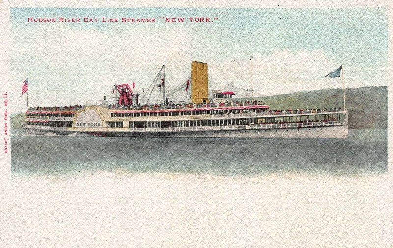 Hudson River Day Steamer New York,  early postcard, undivided back, unused