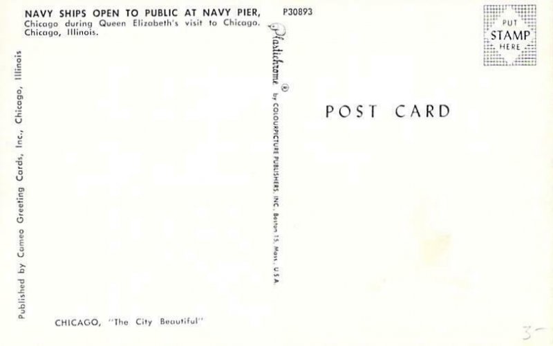 U.S. Navy Chicago Pier Destroyers  Open to The Public Unused Postcard